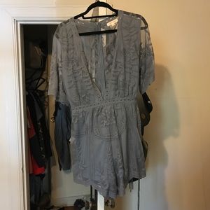 Light Blue Plunge Neckline Romper